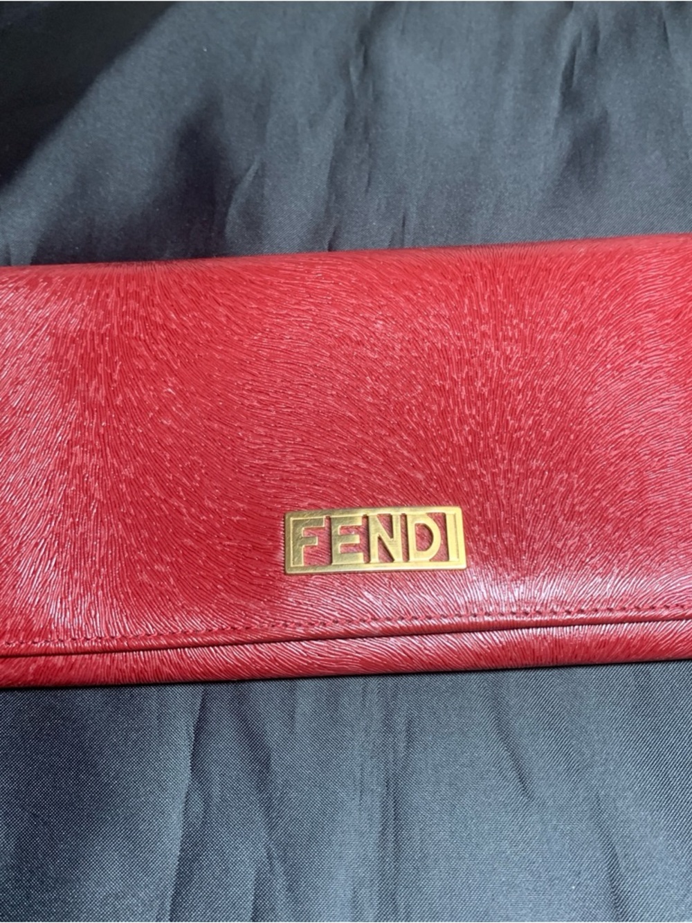 Fendi Red Wallet with Gold Logo